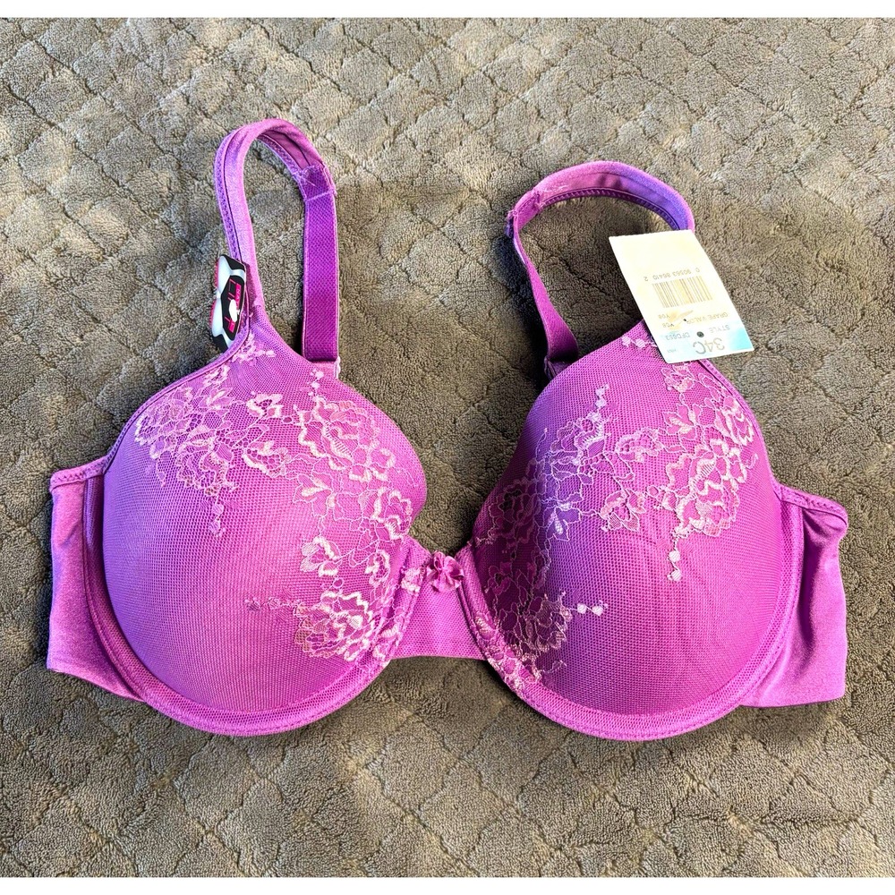 Bali DFD653 Lace Desire Natural Lift Underwire Bra 34C Purple Grape